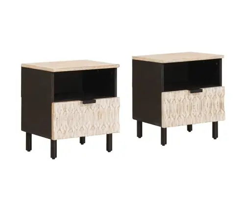 Šalia Lovos Spintelė Su Stalčių 2 Pcs Balta 40 X 33 X 46 Cm