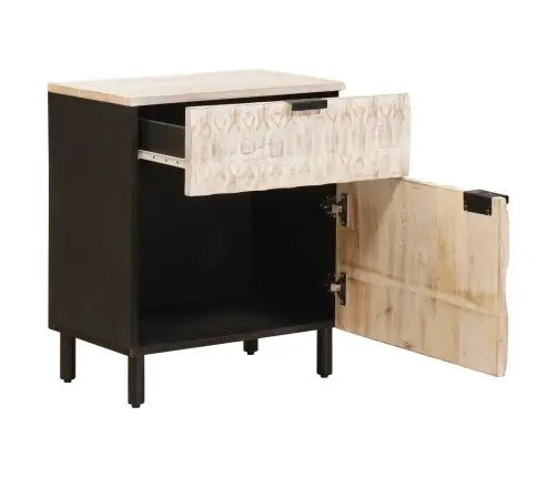 Nakts Skapītis Balts 50 X 33 X 60 Cm Cieta Mango Koksne Vidaxl