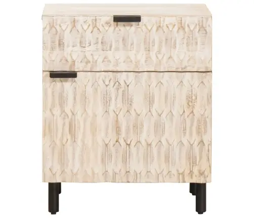 Nakts Skapītis Balts 50 X 33 X 60 Cm Cieta Mango Koksne Vidaxl