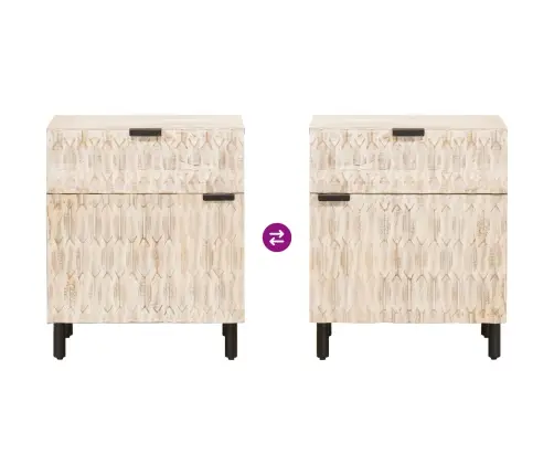 Nakts Skapītis Balts 50 X 33 X 60 Cm Cieta Mango Koksne Vidaxl