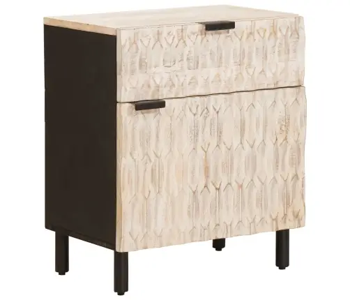 Nakts Skapītis Balts 50 X 33 X 60 Cm Cieta Mango Koksne Vidaxl