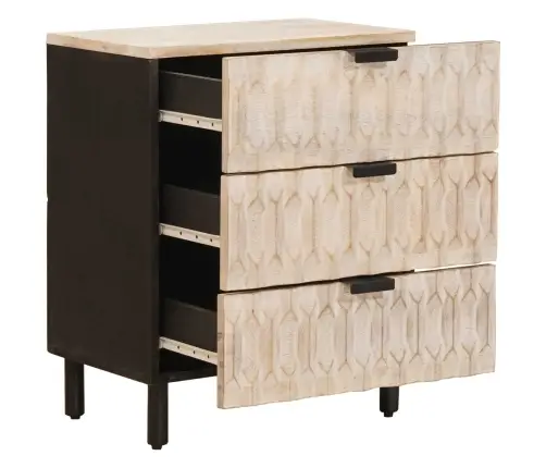 Šalia Lovos Spintelė Balta 50 X 33 X 60 Cm Kietas Mango Medis