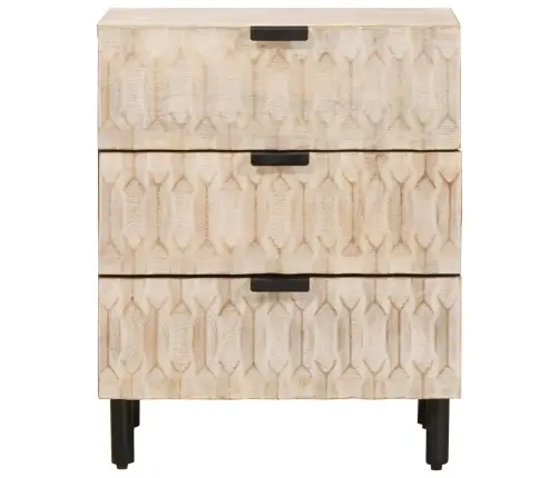 Šalia Lovos Spintelė Balta 50 X 33 X 60 Cm Kietas Mango Medis