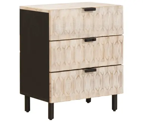 Šalia Lovos Spintelė Balta 50 X 33 X 60 Cm Kietas Mango Medis