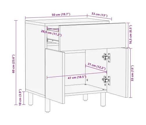 Öölambi Kapp Sahtliga Valge 50 X 33 X 60 Cm Tugev Mango Puu