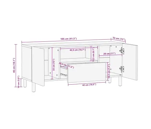 Televizora Skapīša Baltā Mazgāšana Apdare 105 X 33,5 X 46 Cm Vidaxl