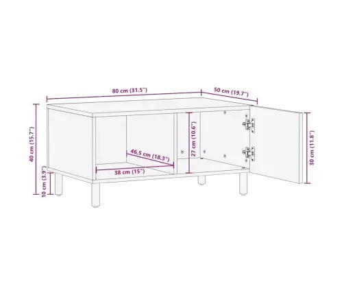Kafijas Galdiņš Brūna 80 X 50 X 40 Cm Cieta Mango Koksne Vidaxl