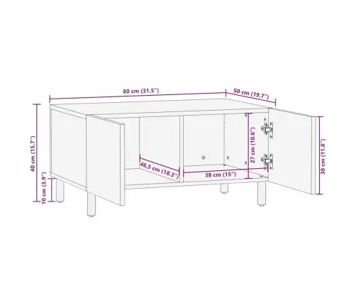 Kafijas Galdiņš Brūna 80 X 50 X 40 Cm Cieta Mango Koksne Vidaxl