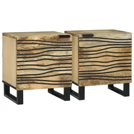 Nakts Skapītis 2 Pcs Brūna 40 X 33 X 46 Cm Mango Masīvkoks Vidaxl