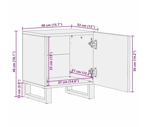 Naktsgaldiņi - 2 Gab., 40X33.5X46 Cm, Izgatavoti No Masīvkoka Mango Vidaxl
