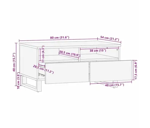 Kafijas Galdiņš - 80 X 54 X 40 Cm - Ciets Mango Koks Vidaxl