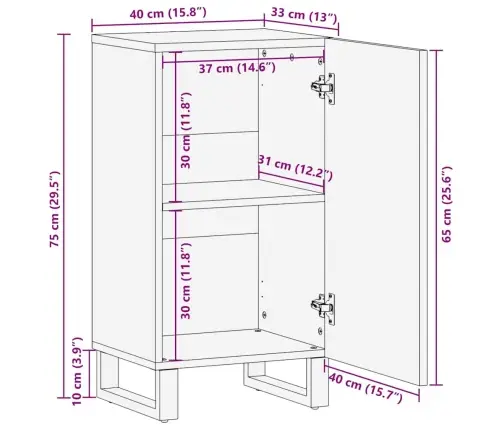 Skapītis - 40 X 33.5 X 75 Cm - Masīvkoka Mango Vidaxl