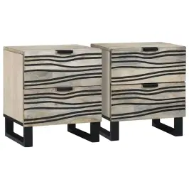 Nakts Skapītis 2 Pcs Balta Un Melna 40 X 33 X 46 Cm Vidaxl