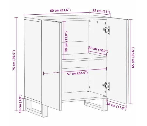 Kabalas Balta 60 X 33.5 X 75 Cm Mango Medienos Masyvas