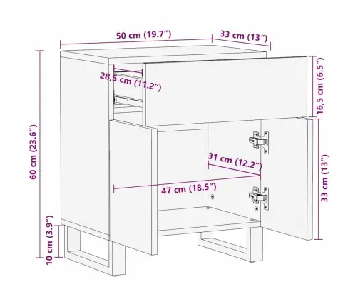 Šalia Lovos Spintelė Graikinis Riešutmedis 50 X 33 X 60 Cm