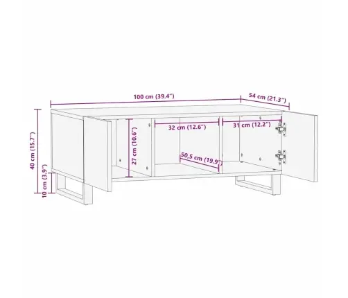 Kohvilaud Pruun Ja Must 100 X 54 X 40 Cm Akaatsiapuit
