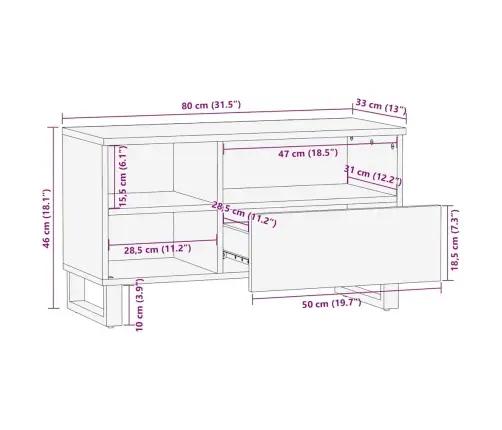 Televiisorikapp Sahtliga Pruun 80 X 33 X 46 Cm Mangopuit