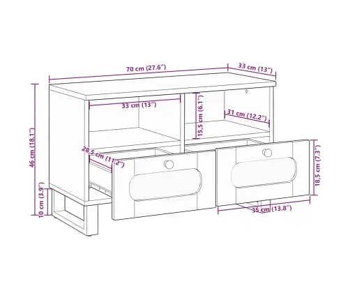 Telerikapp Sahtliga Pruun 70 X 33 X 46 Cm Tugev Mango Puu