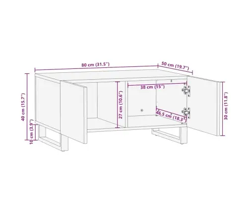Kafijas Galdiņš Dabiska 80 X 50 X 40 Cm Cieta Mango Koksne Vidaxl