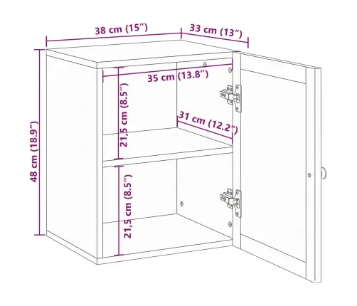 Vannas Istabas Karājamais Skapis Brūna 38 X 33 X 48 Cm Vidaxl