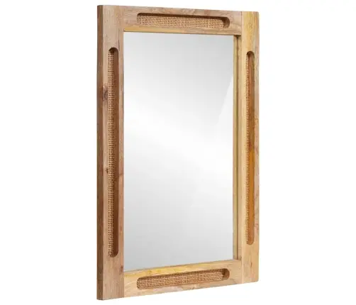 Vannas Istabas Spogulis Brūna 50 X 70 X 3 Cm Cieta Mango Koksne Vidaxl