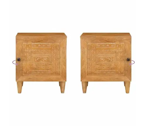 Naktsgaldiņš 2 Pcs Gaiši Brūna 40 X 33 X 46 Cm Mango Masīvkoks Vidaxl