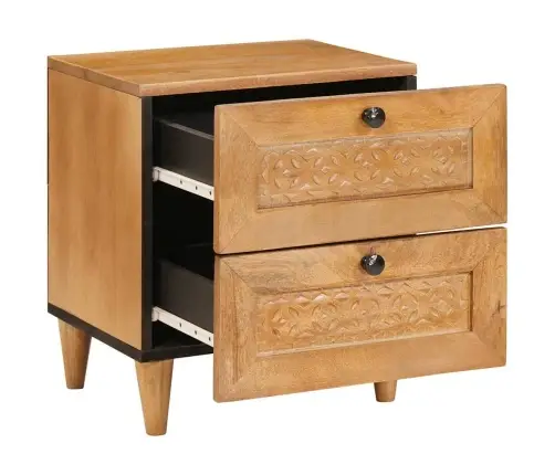 Naktsgaldiņš 2 Pcs Gaiši Brūna 40 X 33 X 46 Cm Mango Masīvkoks Vidaxl