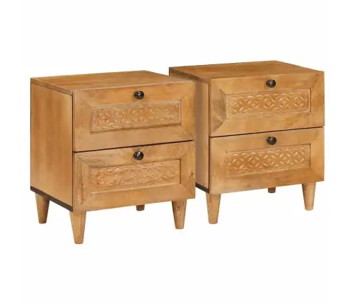 Naktsgaldiņš 2 Pcs Gaiši Brūna 40 X 33 X 46 Cm Mango Masīvkoks Vidaxl