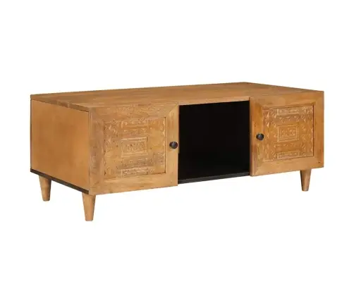 Kohvilaud Riiuliga Uksega Helepruun 100 X 54 X 40 Cm Mangopuit