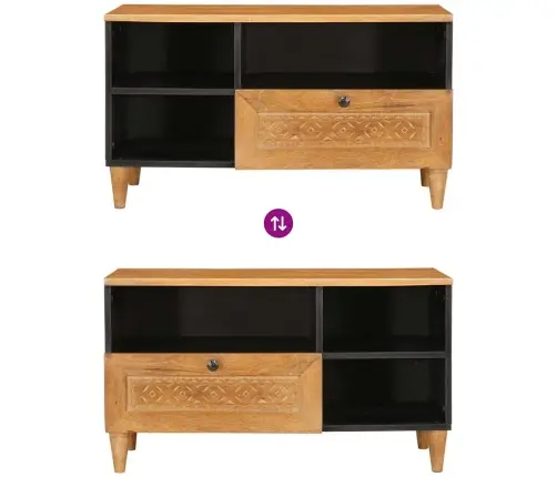 Televizora Skapīša Gaiši Brūna 80 X 33 X 46 Cm Mango Masīvkoks Vidaxl