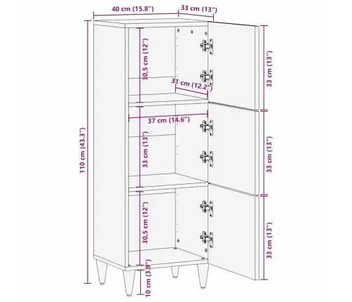 Aukštas Spintelė Su Lentyna Šviesiai Ruda 40 X 33 X 110 Cm