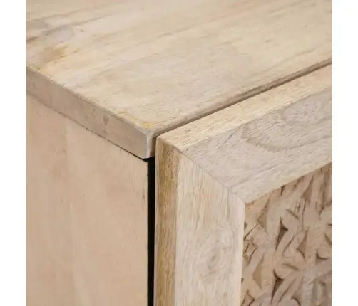 Naktsgaldiņš 2 Pcs Bēša 40 X 33 X 46 Cm Mango Masīvkoks Vidaxl