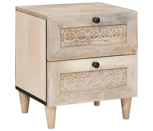 Naktsgaldiņš 2 Pcs Bēša 40 X 33 X 46 Cm Mango Masīvkoks Vidaxl