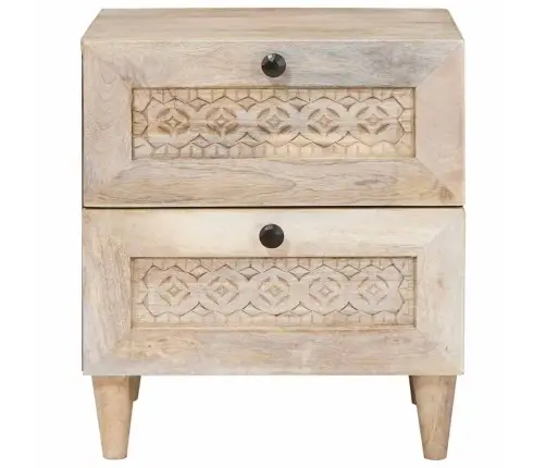 Naktsgaldiņš 2 Pcs Bēša 40 X 33 X 46 Cm Mango Masīvkoks Vidaxl