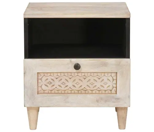 Naktsgaldiņš Ar Atvilktni Bēša 40 X 33 X 46 Cm Mango Masīvkoks Vidaxl