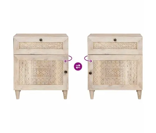 Naktsgaldiņš Ar Atvilktni Bēša 50 X 33 X 60 Cm Mango Masīvkoks Vidaxl