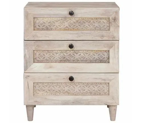 Naktsgaldiņš Ar Atvilktni Bēša 50 X 33 X 60 Cm Mango Masīvkoks Vidaxl