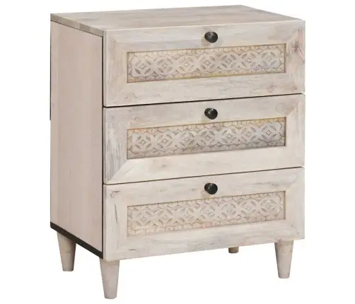 Naktsgaldiņš Ar Atvilktni Bēša 50 X 33 X 60 Cm Mango Masīvkoks Vidaxl