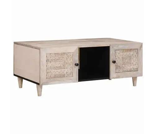 Kohvilaud Riiuliga Uksega Beež 100 X 54 X 40 Cm Mangopuit