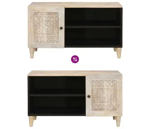 Televizora Skapīša Balts 80 X 33 X 46 Cm Mango Masīvkoks Vidaxl