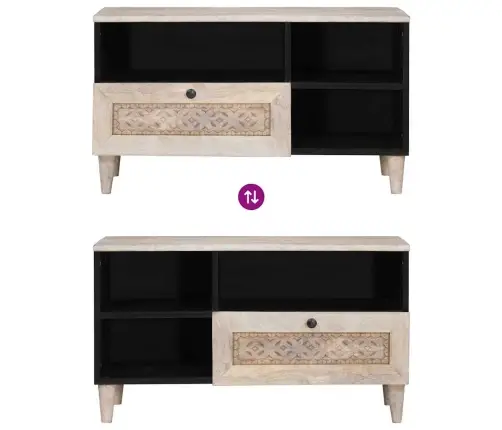 Televizora Skapīša Balts 80 X 33 X 46 Cm Mango Masīvkoks Vidaxl