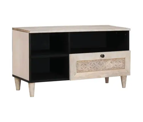 Televizora Skapīša Balts 80 X 33 X 46 Cm Mango Masīvkoks Vidaxl