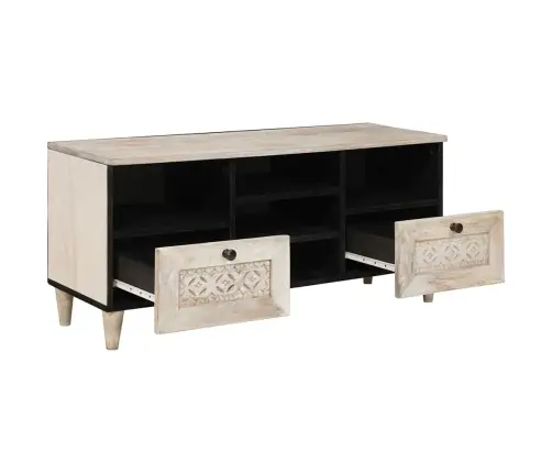 Televizora Skapīša Balts 100 X 33 X 46 Cm Mango Masīvkoks Vidaxl