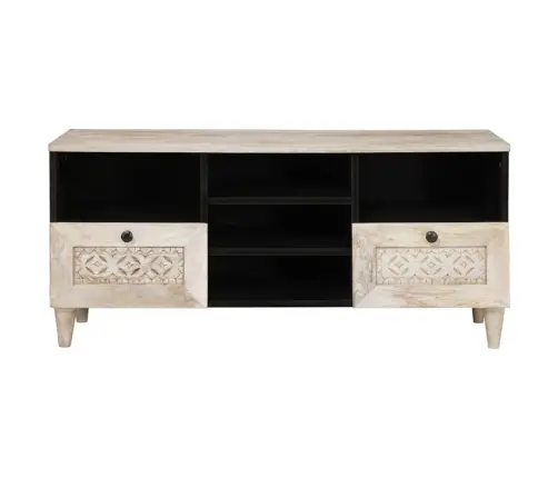 Televizora Skapīša Balts 100 X 33 X 46 Cm Mango Masīvkoks Vidaxl