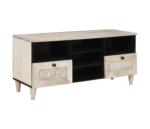 Televizora Skapīša Balts 100 X 33 X 46 Cm Mango Masīvkoks Vidaxl