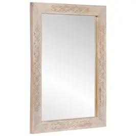 Spogulis Ar Spoguli Balts 57 X 70 X 3 Cm Mango Masīvkoks Vidaxl