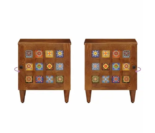 Šalia Lovos Spintelė 2 Pcs Ruda 40 X 33,5 X 46 Cm