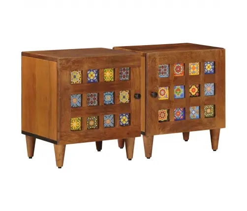 Šalia Lovos Spintelė 2 Pcs Ruda 40 X 33,5 X 46 Cm