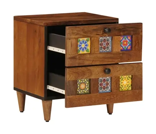 Nakts Skapītis 2 Pcs Brūna 40 X 33,5 X 46 Cm Cieta Mango Koksne Vidaxl