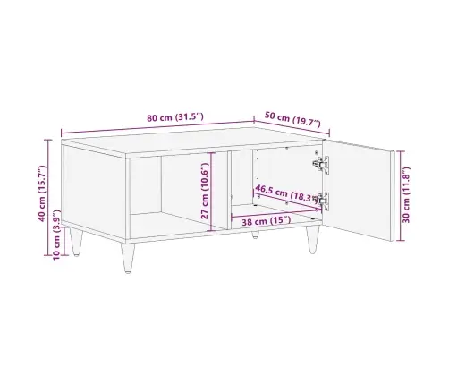 Kohvilaud Pruun 80 X 50 X 40 Cm Tugev Mango Puu